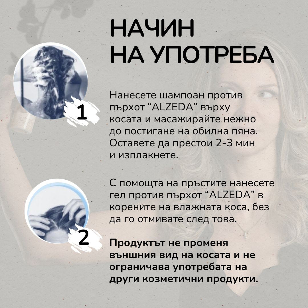 Комплект при пърхот с шампоан и специализиран гел „ALZEDA INTENSIVE“